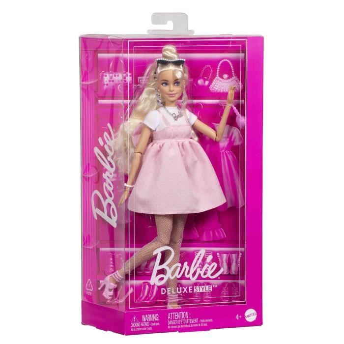 Barbie Deluxe Stijl Blonde Barbiepop in Pastelroze Jurk - Leeftijd 4+ - HYV27