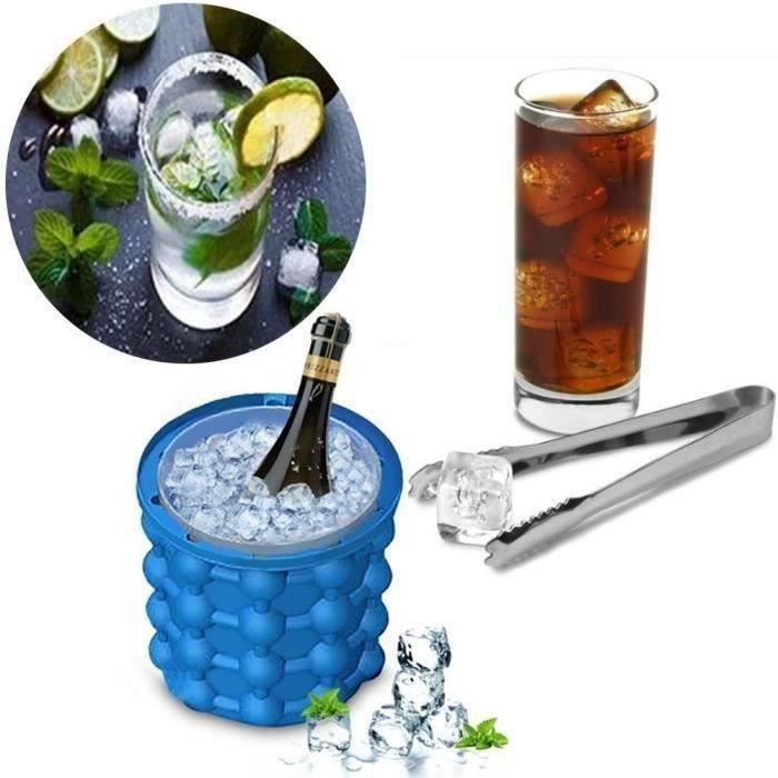 Seau à glace 2 en 1 - MSD Genie Govec - Silicone et PP - 120 glaçons - Couvercle portable