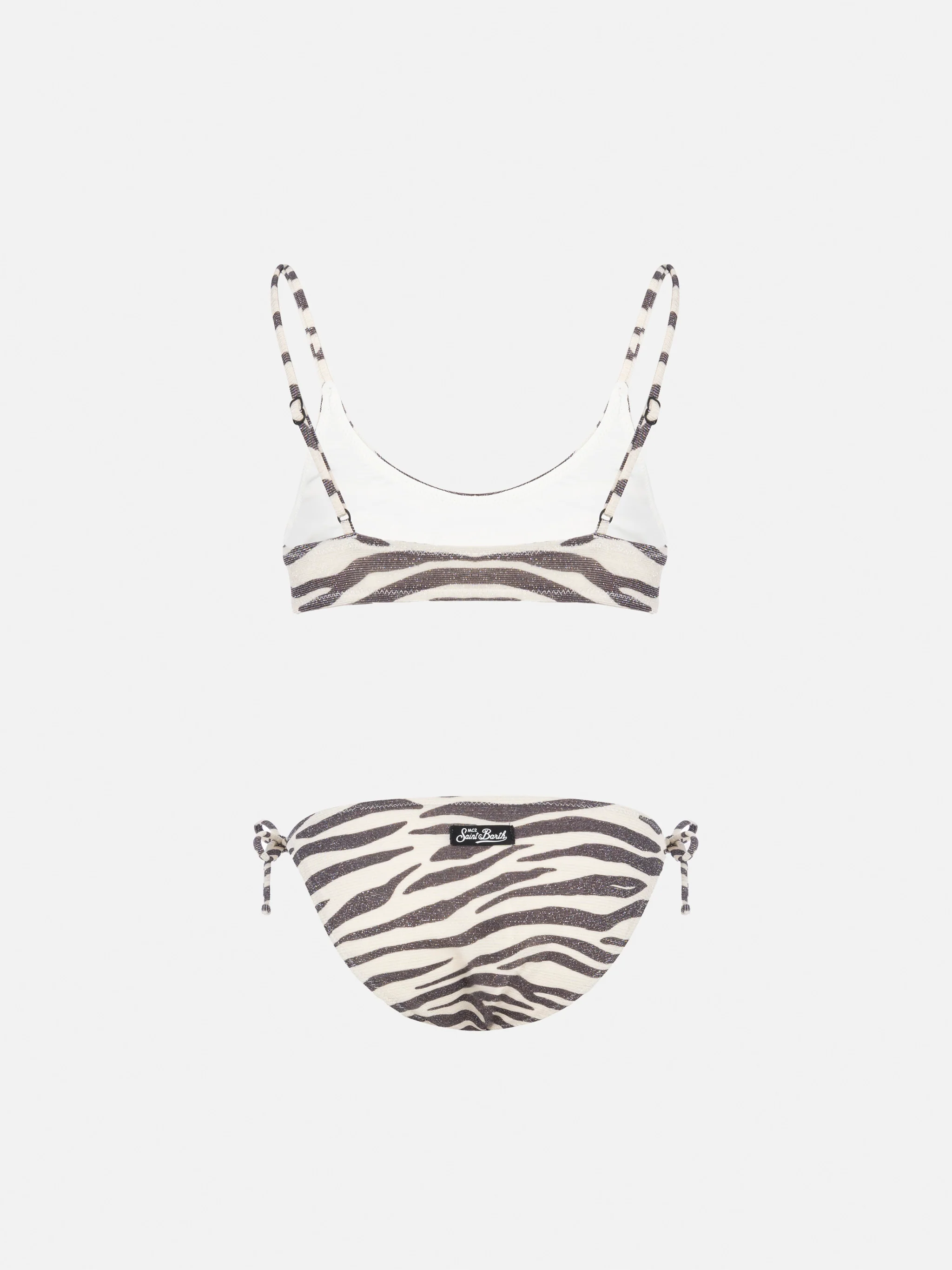 Bikini-Bralette Paloma Jr aus Lurex mit Zebramuster