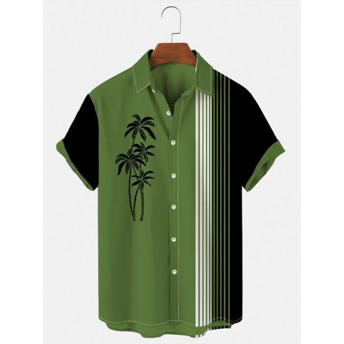 Men's Funky Hawaiian Shirt, Short Sleeves, Plus Size, Beach Shirt, Printed, Breathable, Comfortable - EU Size - Green