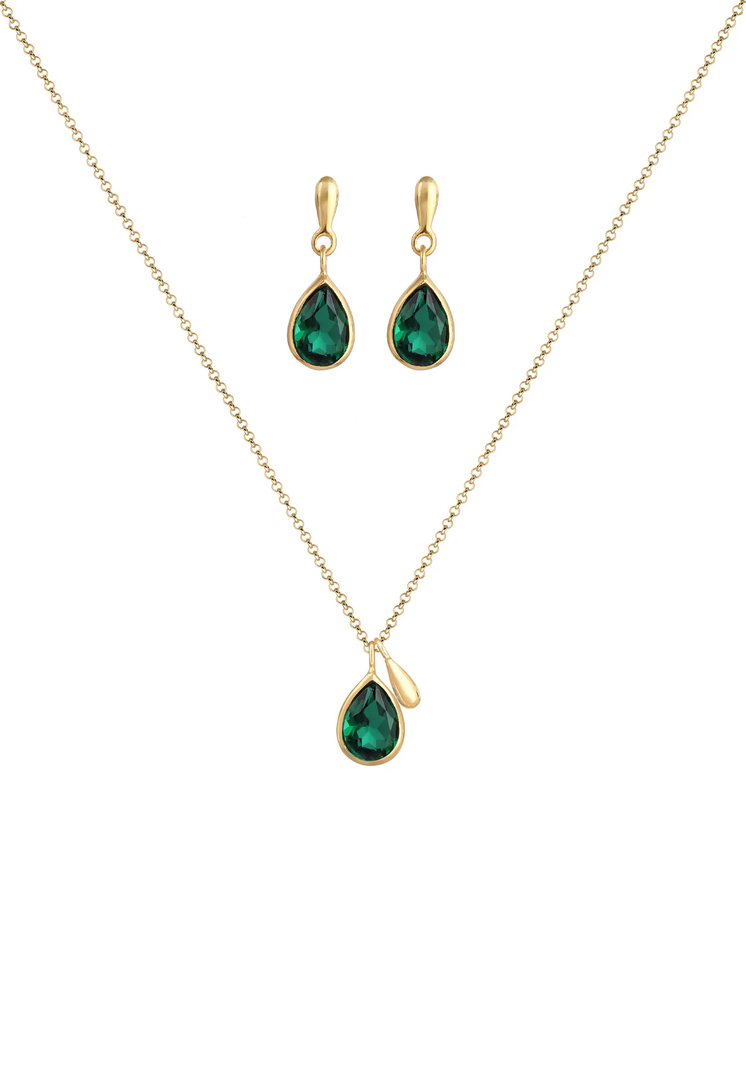 Elli PREMIUM Femmes Goutte Pendentif d'oreilles Set avec quartz pierres précieuses en argent sterling 925 plaqué or