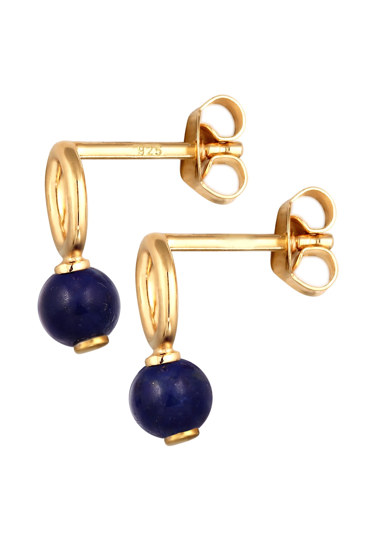 Elli Elli Boucle d'oreille avec Pierre Femmes Rond Lapis Lazuli Bleu Argent Sterling 925 Tenue de soirée
