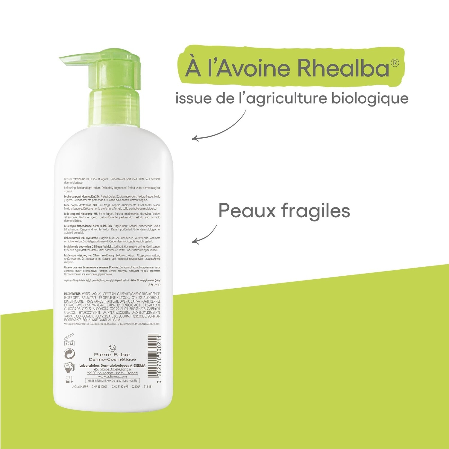 A-DERMA Lait corps hydratation 24h