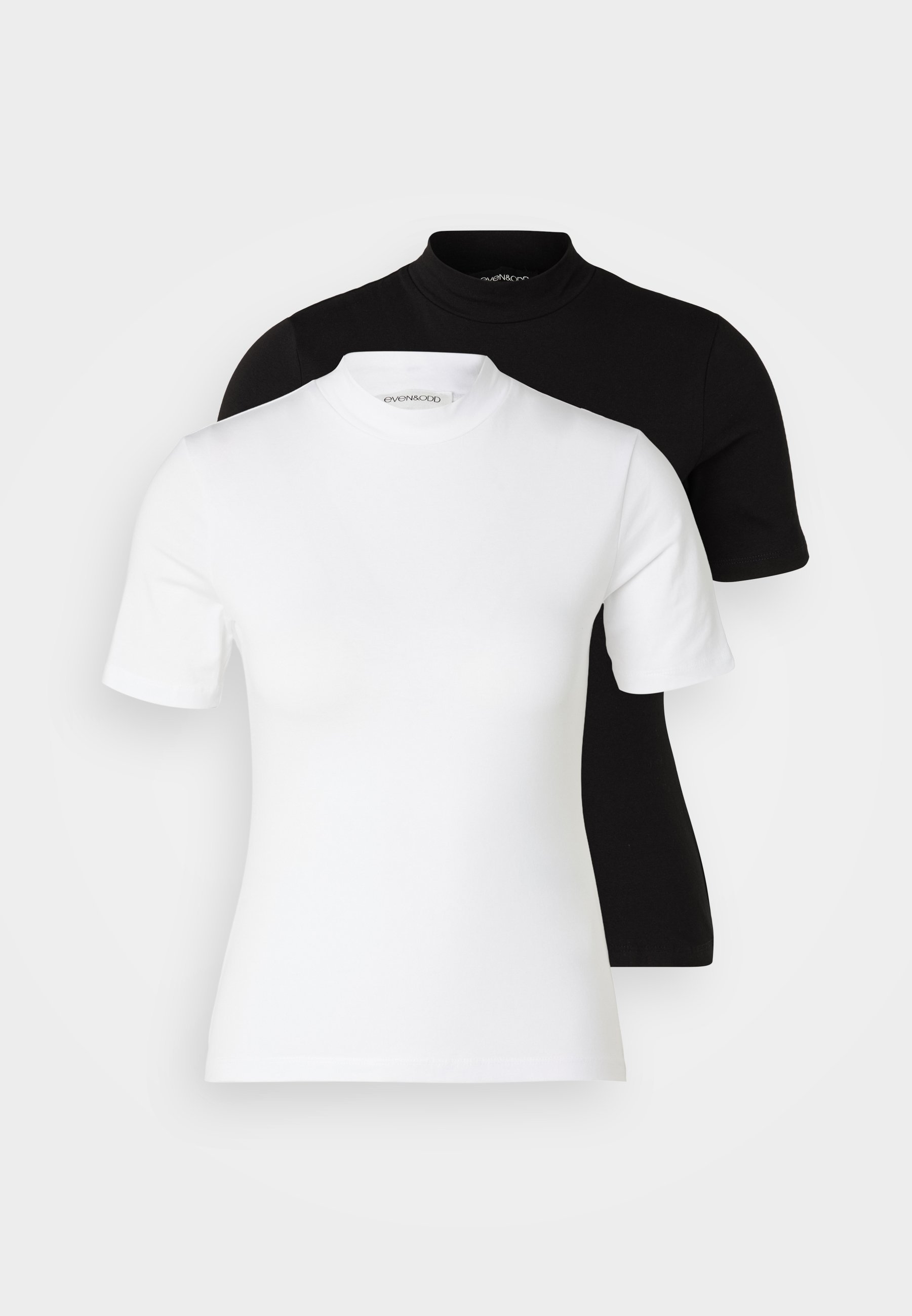Even&Odd Petite 2-pack - Basic T-shirt - wit/zwart