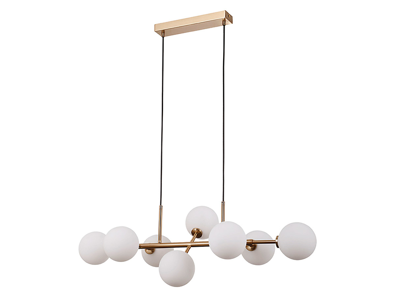Lampa wisząca Mirellio 8-punktowa szklana biało-złota