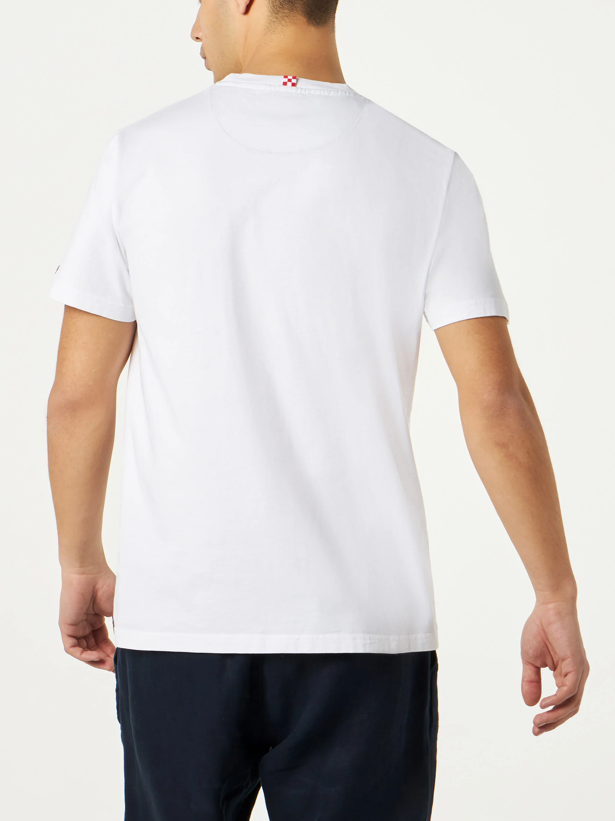 Heren katoenen T-shirt met zakje met eendenprint