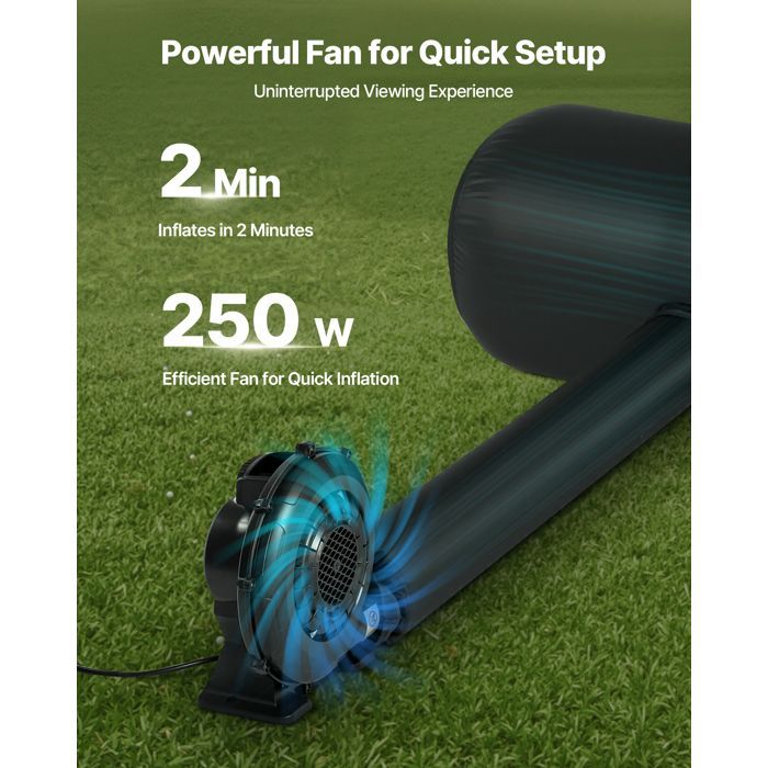 Pantalla de proyección inflable VEVOR de 610 cm en diagonal - Relación de aspecto 16:9 - con bolsa de almacenamiento - Fácil montaje - Para uso en exteriores
