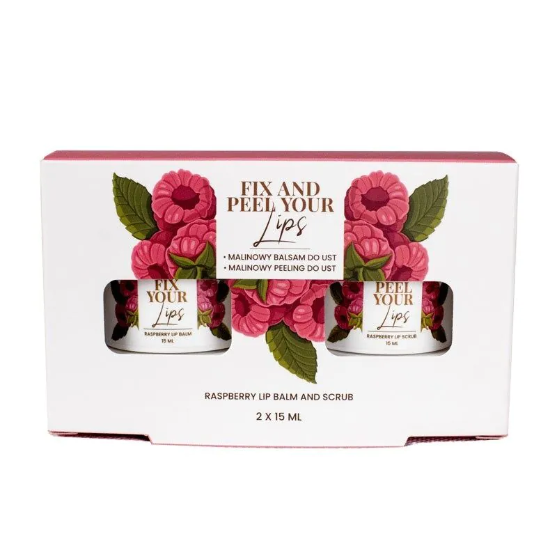 Mexmo - Zestaw (Peeling do ust malinowy 15ml + Balsam do ust malinowy 15ml)