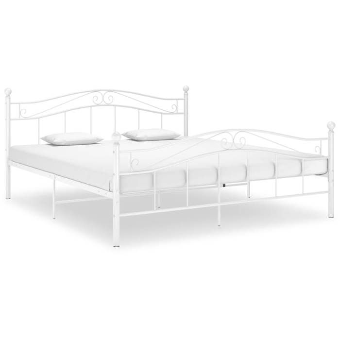 Cama de metal blanca de 200 x 200 cm - Carga máxima 150 kg - Estructura de cama de metal blanca de 200 x 200 cm 005_398503