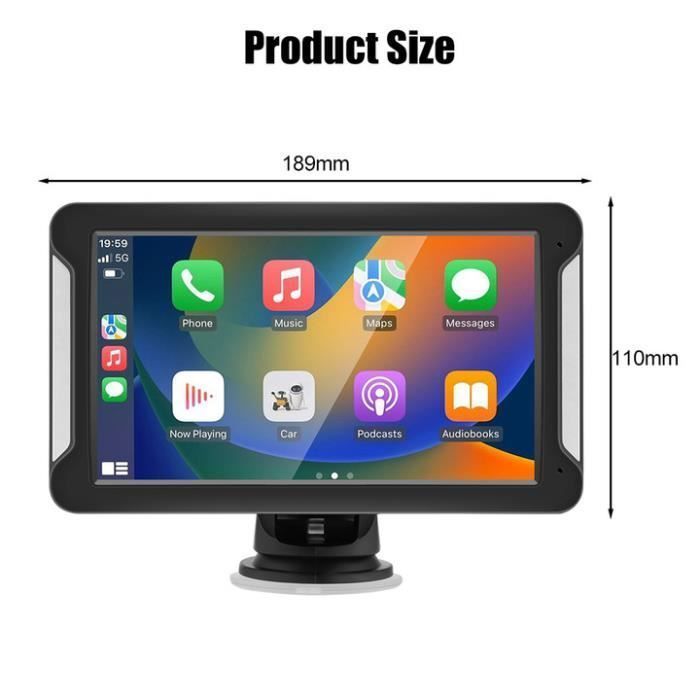 Autoradio Portable 7 pouces GEARELEC avec CarPlay Android Auto Bluetooth WiFi Transmetteur FM