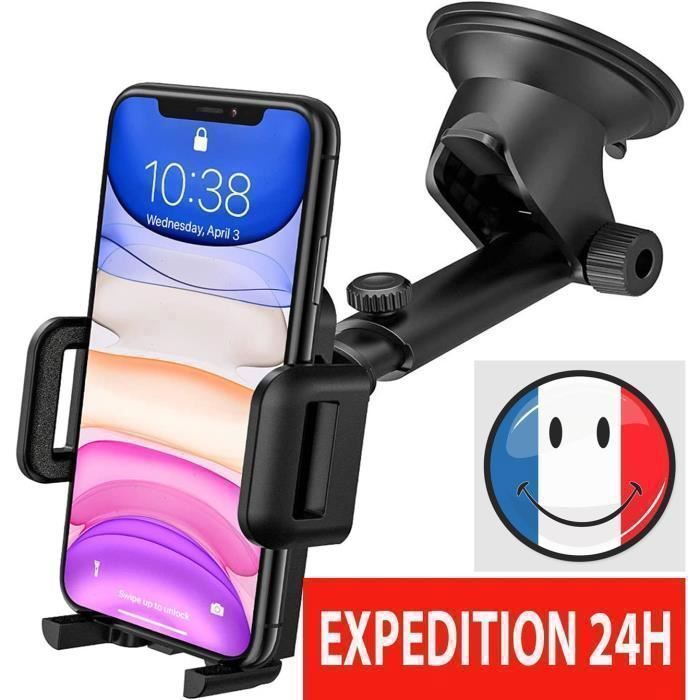 Soporte para teléfono - Sin especificar - Ventosa - Rotación de 360° - Brazo extensible - Ángulo telescópico
