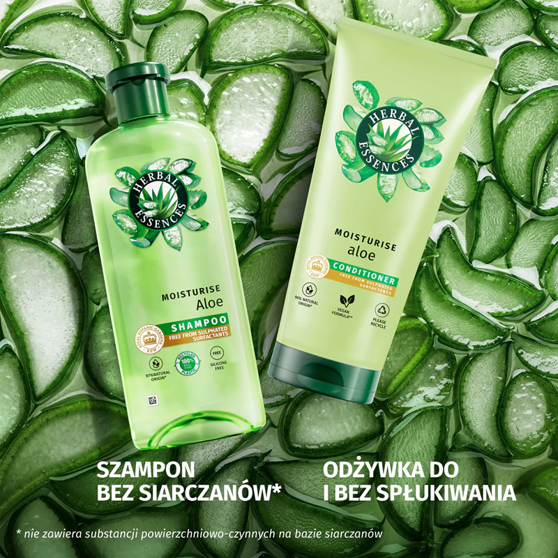 Herbal Essences Aloe Moisturise shampoo, voedend en hydraterend.