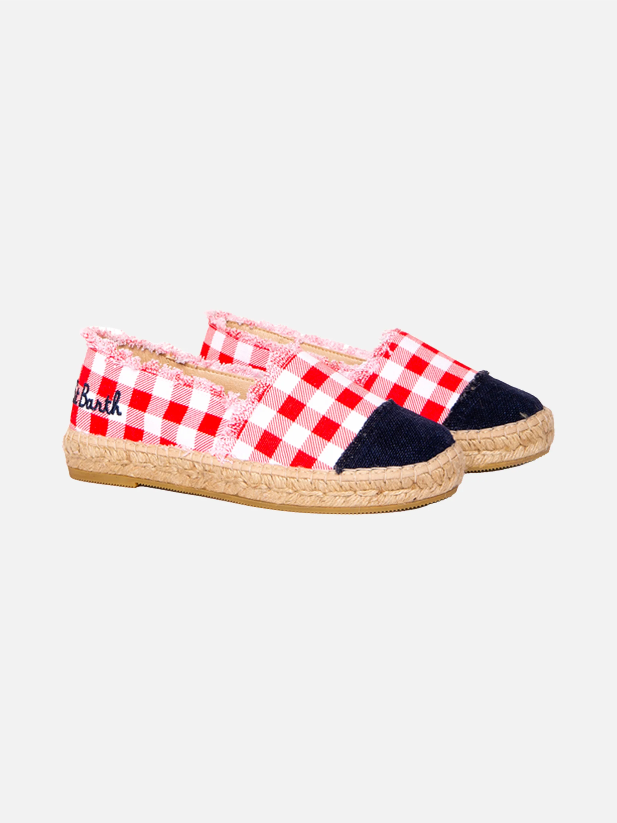 Espadrilles en tissu vichy brodées