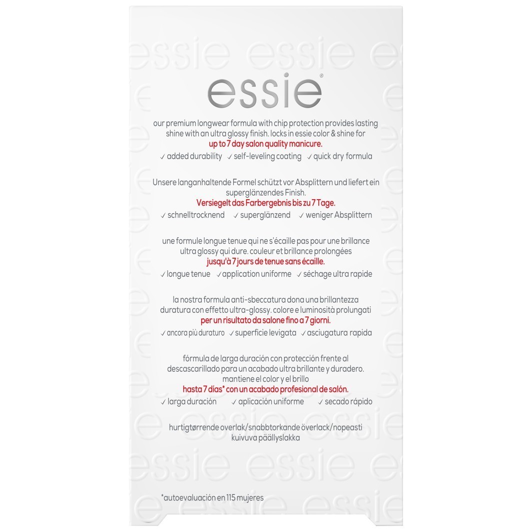 essie Top Coat Stay Longer – dlhotrvajúci vrchný lak – 13,5 ml