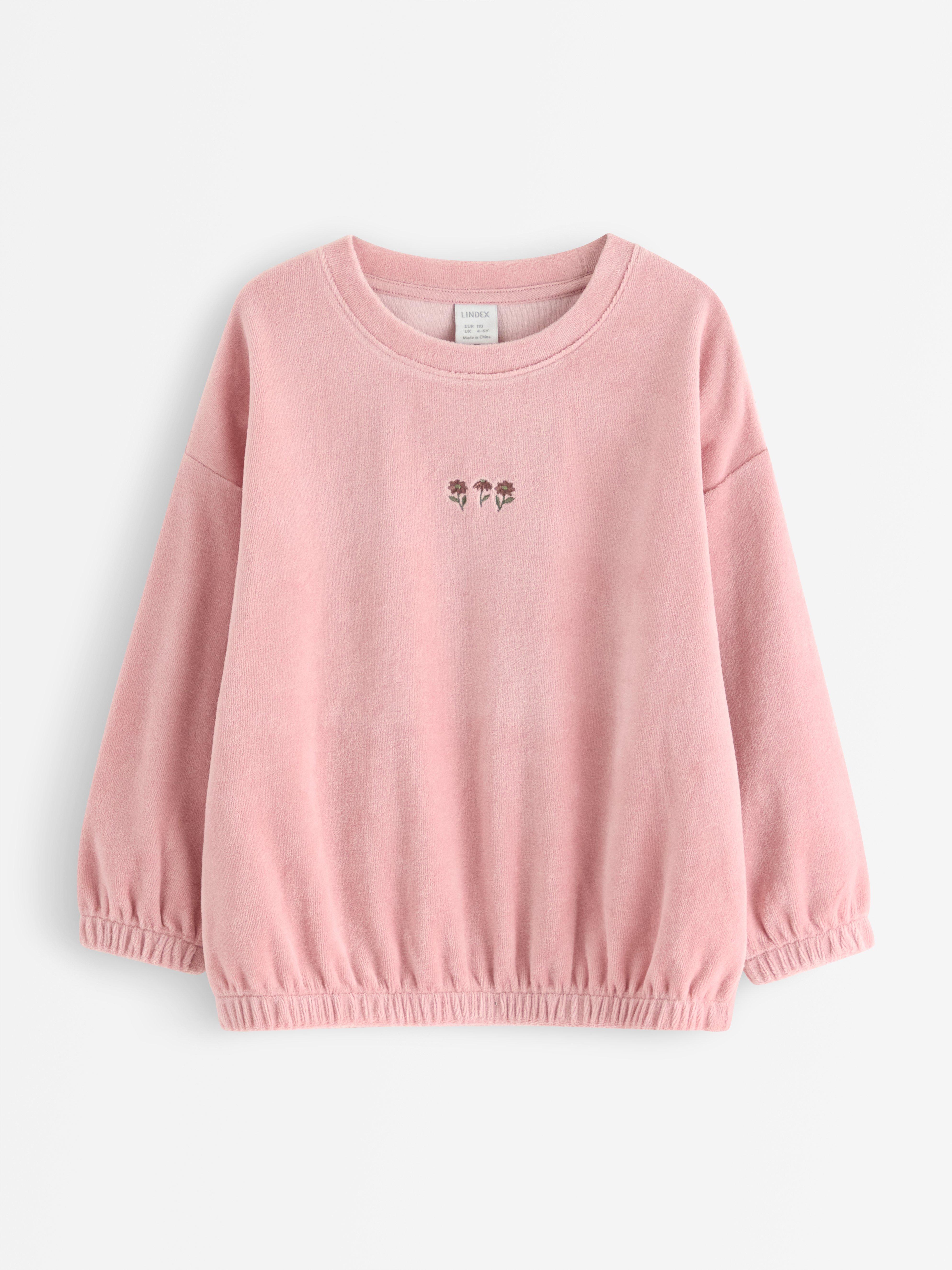 Camiseta extragrande de terciopelo rosa empolvado