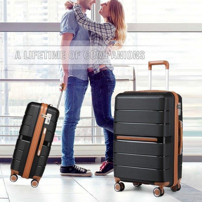 British Traveller Stor Koffert 76x50x31cm Trillekoffert med TSA-lås Håndbagasje - 92L, Svart