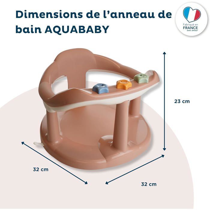 Aro de baño para bebé - Fácil instalación para bebés de 7 a 16 meses - Cómodo y estable en un suave color rosa