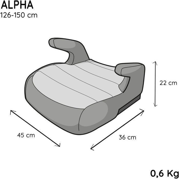 Seggiolino auto rialzato Nania Alpha Low per bambini dai 6 ai 12 anni, altezza 126-150 cm, compatto e leggero (< 1 kg)