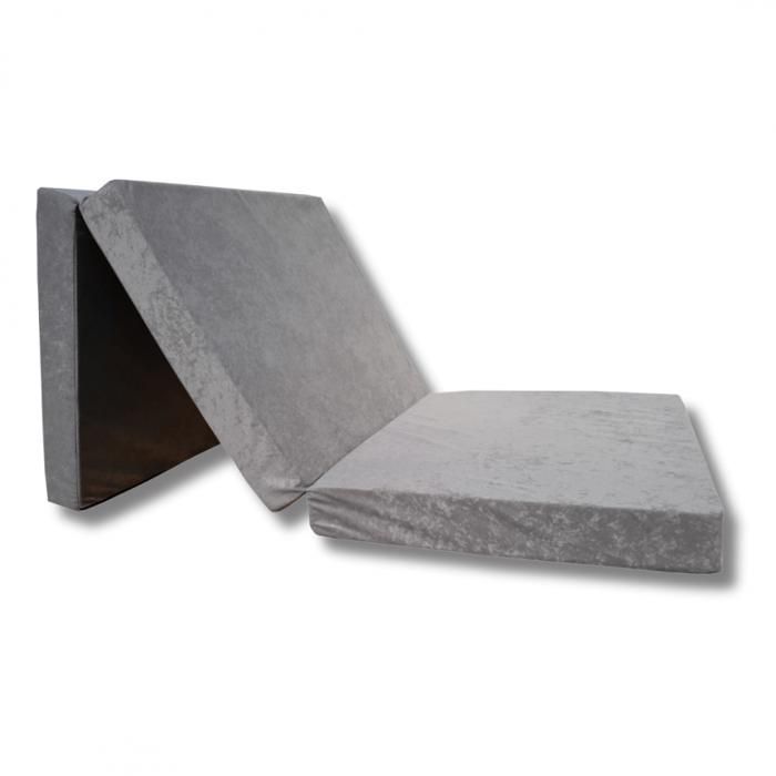 Matelas 195x65x8 cm lit futon pliable pliant - NATALIA SPZOO - Gris - Mousse polyuréthane - 1 personne
