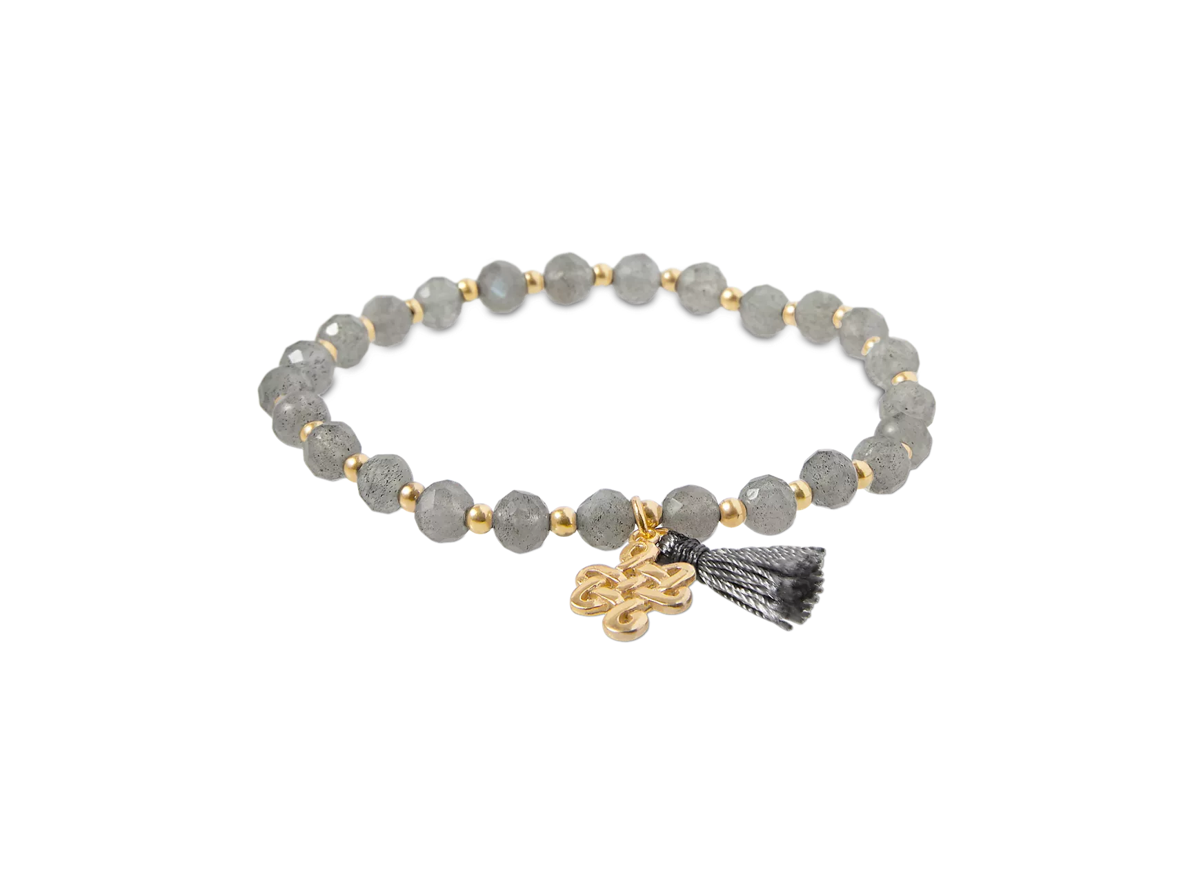 Bracelet en perles infinies de labradorite plaqué or