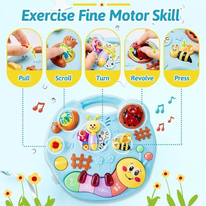 Mesa de actividades 3 en 1 para bebés - AMOUNE - Música y luces - Juguete educativo - De 1 a 3 años - Unisex