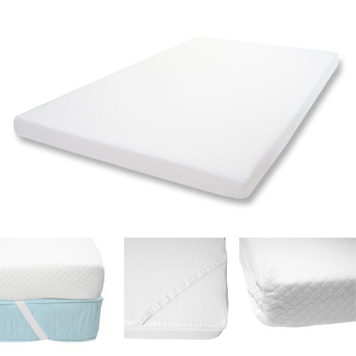 10cm Surmatelas en mousse à froid HWC-E63, Couvre-matelas, housse de matelas - 140x200cm