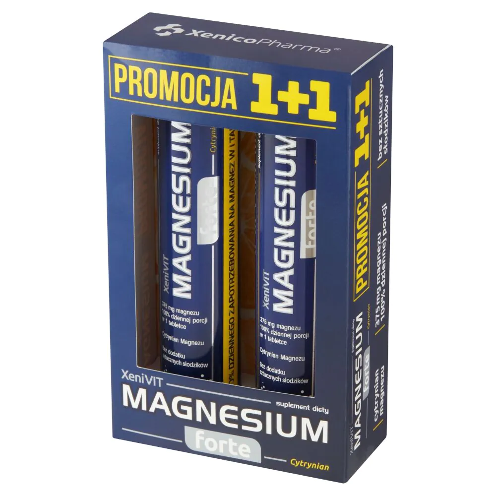 XeniVIT Magnesium Forte Cytrynian Promocja 1+1 20 + 20 Tabletek Musujących