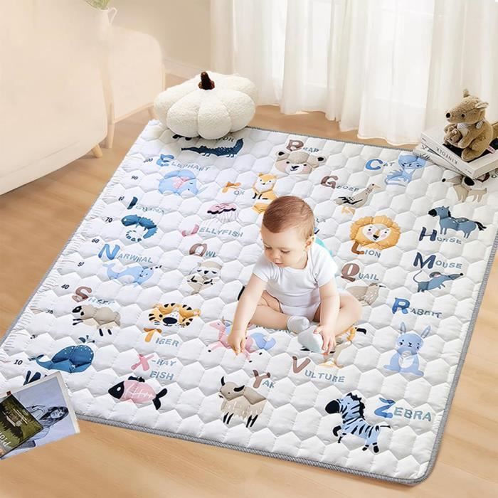 Alfombra antideslizante de 127x127 cm, plegable, gruesa, con estampado de animales, ideal para la habitación de los niños.