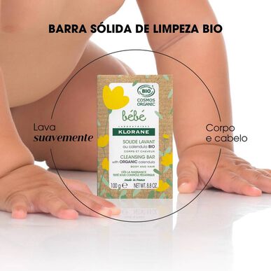 Klorane Baby Cleansing Bar BIO Kropps- og hårsåpe 0 måneder 100g 100g