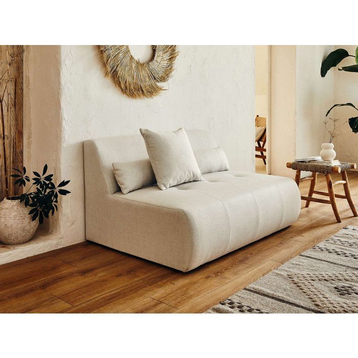 Onyx - Sofá modular panorâmico de canto com 7 lugares, chaise à esquerda - em tecido - Bege