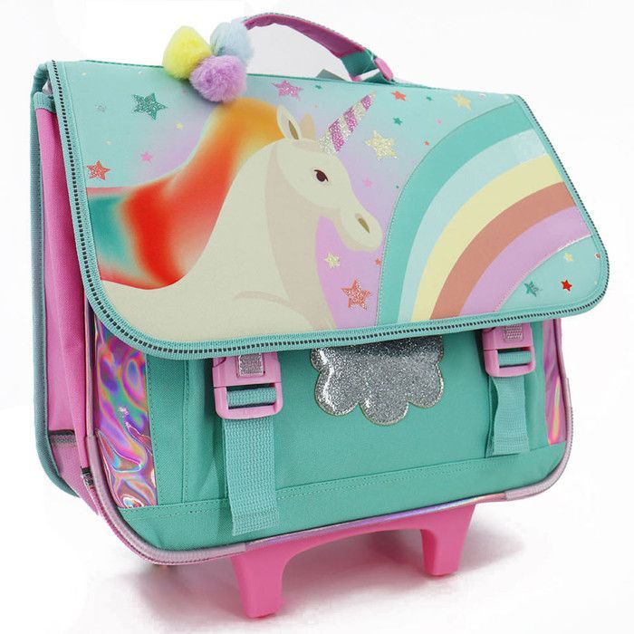 Multicolor Unicorn Rolling Schoolbag 41 CM - Trolley