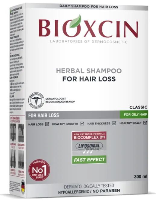 Bioxcin Classic Ziołowy szampon do włosów przetłuszczających się, osłabionych, z tendencją do wypadania