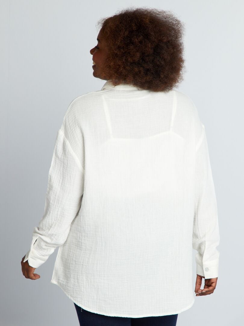 Blusa lisa de gaze de algodão - BRANCA