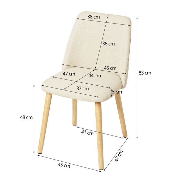 Goeurvant Chaises Modernes Minimalistes avec Revêtement Respirant et Pieds en Bois Massif - Lot de 6 - Crème