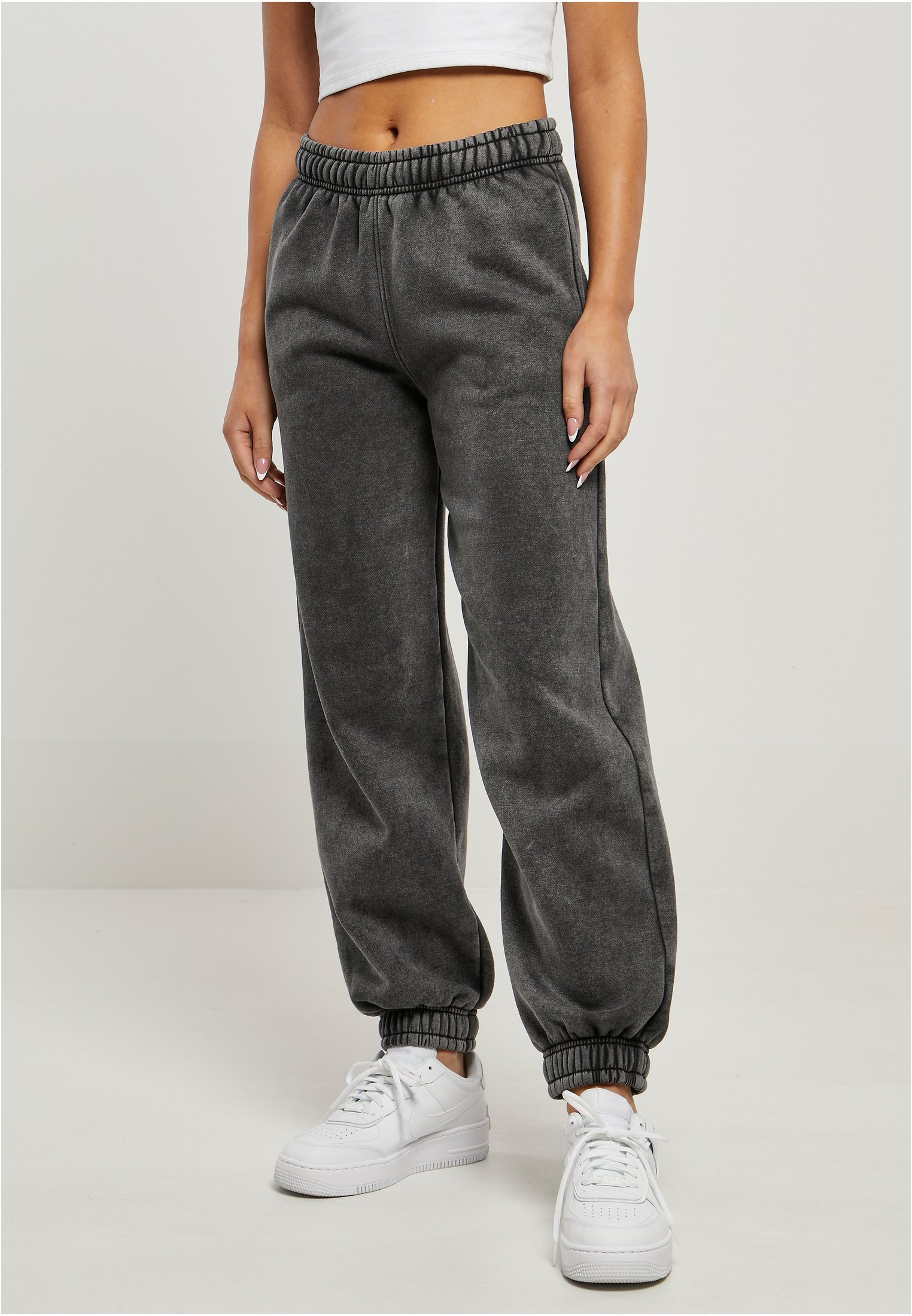 Pantaloni da tuta Urban Classics a vita alta, lavaggio pietra - neri