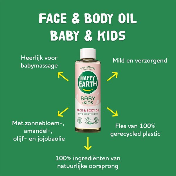 Happy Earth Baby & Kids 100 % naravno olje za obraz in telo<br>150 ml