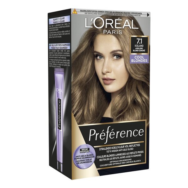 L'Oréal Paris Preference Cool Blondes 7.1 As Middenblond Permanente Haarkleuring<br>