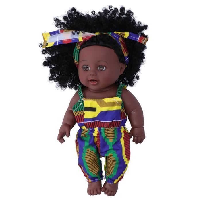 Muñeca Reborn - OMABETA - 30 cm - Muñeca de vinilo PVC - Piel negra - Cabello negro implantado