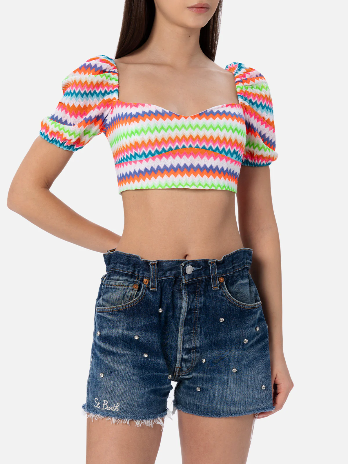 Crop top van raschelbreisel voor dames