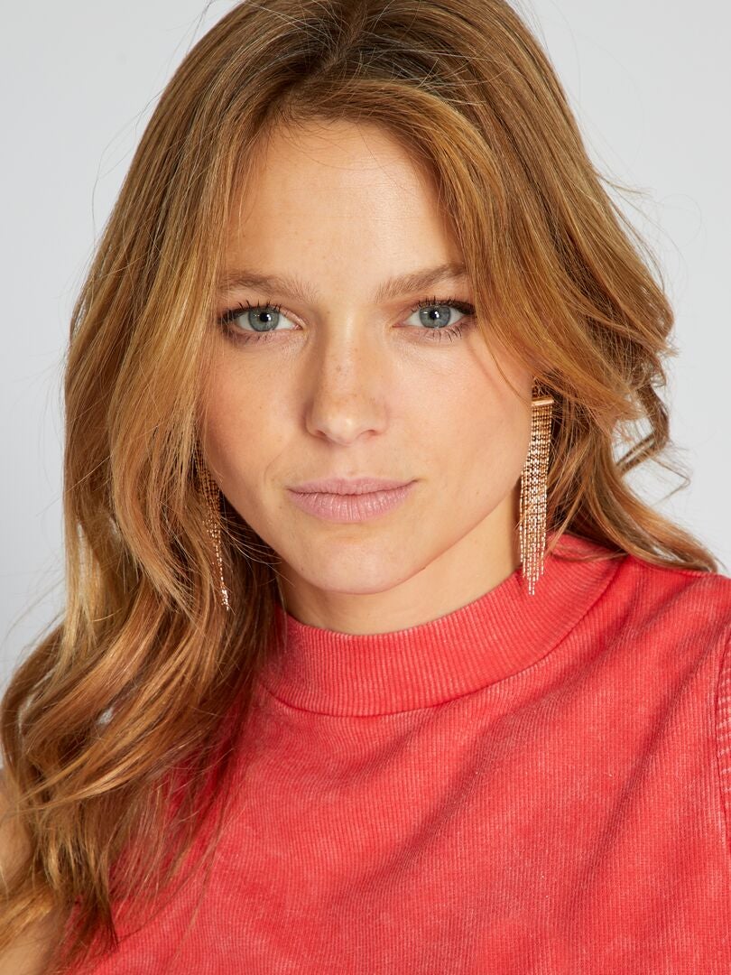 Geribbelde crop top - ROOD