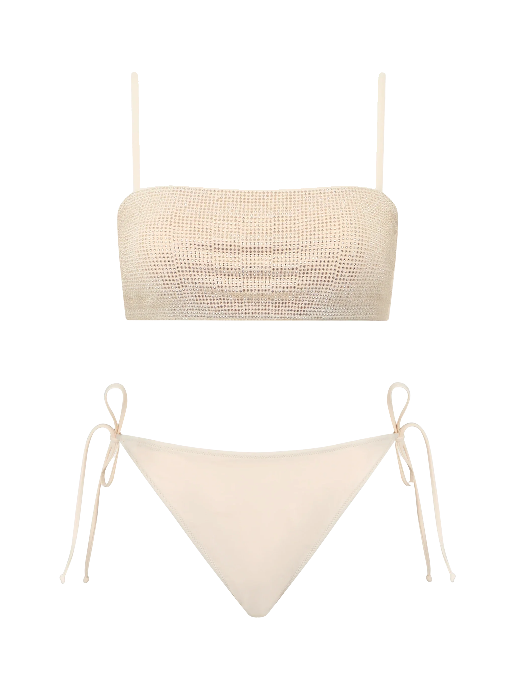Athena Virgo beige bandeau bikini voor dames met strass-steentjes