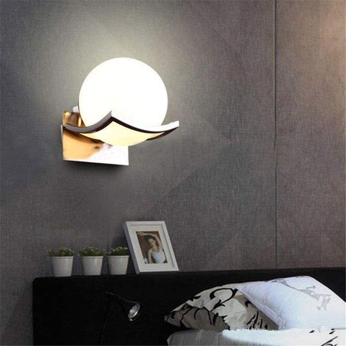 DELIPOP Appliques Murales Industrielles E27 Lampe Murale Intérieur avec abat-jour boule en verre blanc laiteux pour Salon Chambre