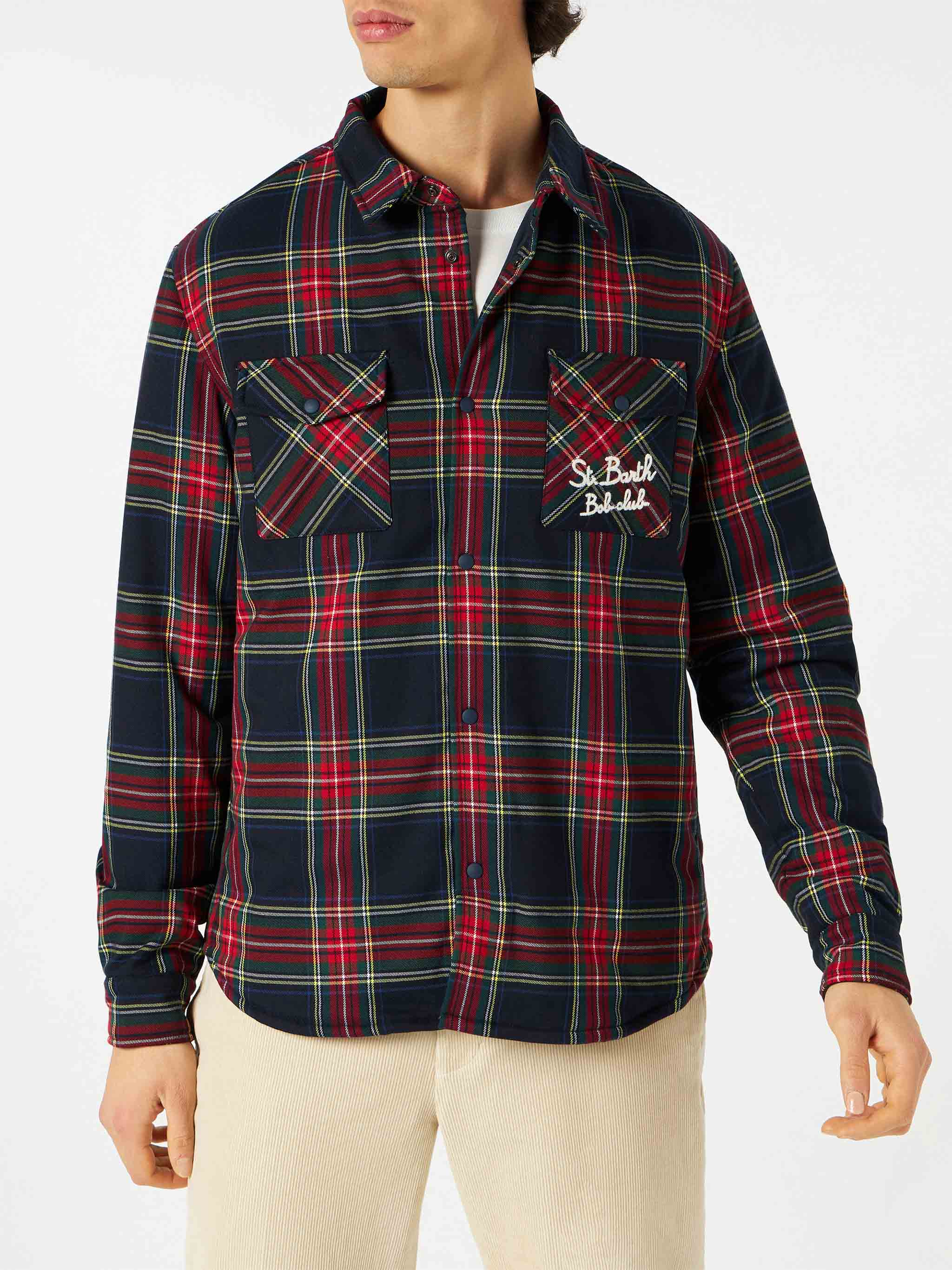 Camisa extragrande con bolsillo y bordado del St. Barth Bob Club.