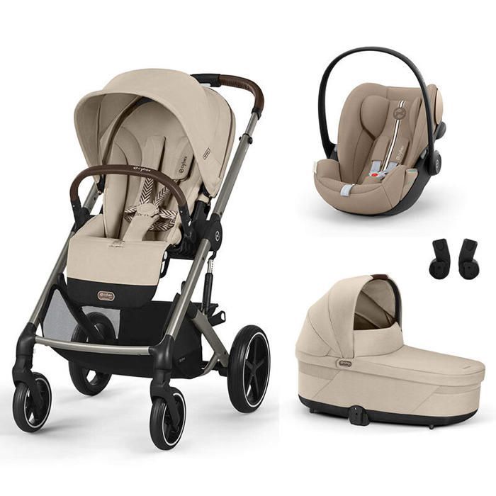 CYBEX - Cochecito Balios S Lux Trio + Silla de coche Cloud G Plus + Capazo S Lux Beige Almendra