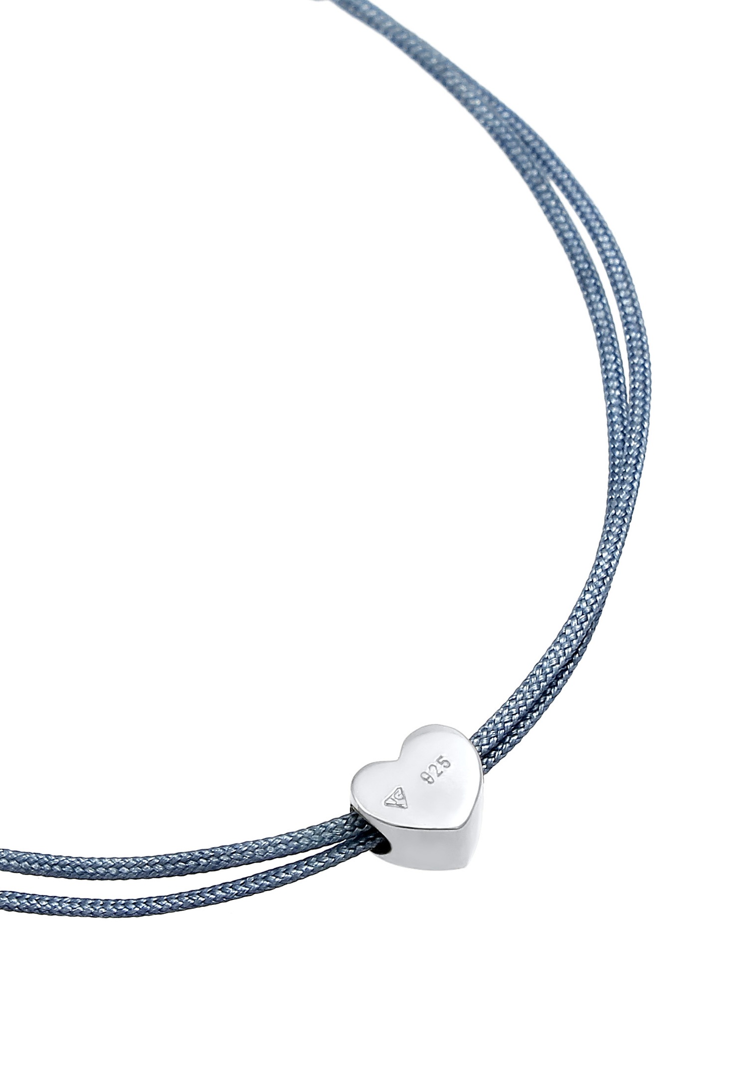 Elli Femmes Pendentif Cœur Élastique Basique avec Nylon Bleu en argent sterling 925