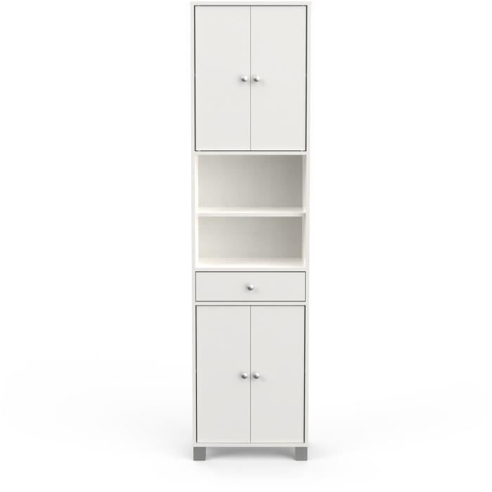 Colonne de salle de bain - BIKINI - 2 + 2 portes - Blanc mat - 34,6 x 10 x 194,5 cm