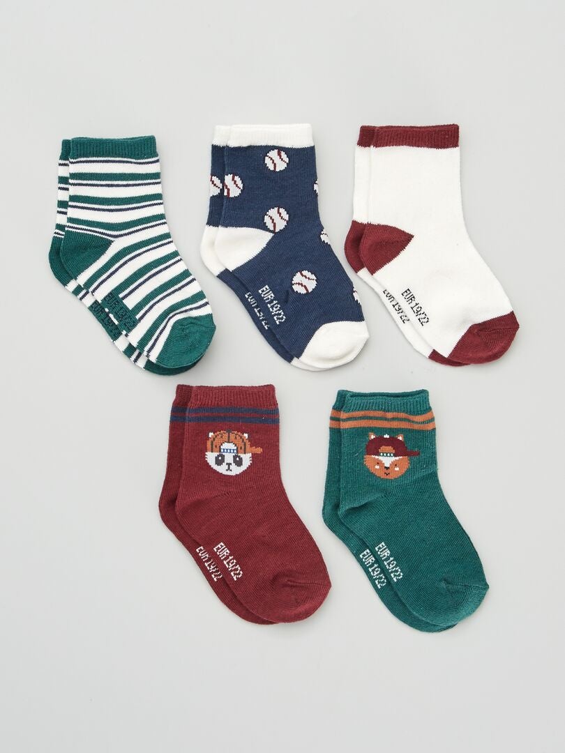 Calcetines estampados - Juego de 5 - MARRÓN