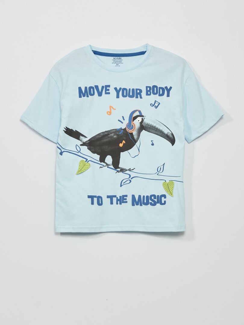 Camiseta divertida em malha - AZUL