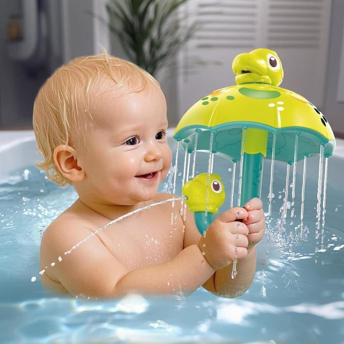 Juguete de baño para bebés, juguete de baño con forma de dinosaurio con efecto cascada y rociador de agua, juguete de baño para niños de 1 año en adelante.