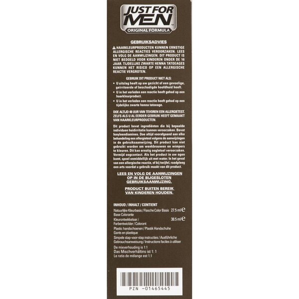 Just For Men Fórmula Original H-55 Tinta de Cabelo Preta<br>66ml